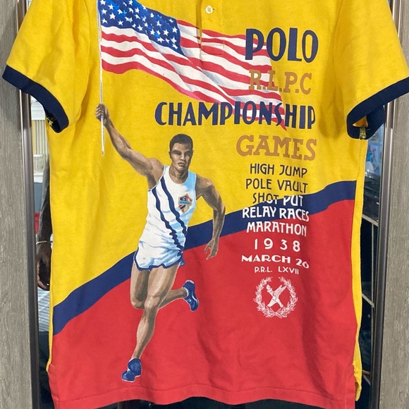 Ralph Lauren Polo Shirt Mens Small Championship USA Flag Torch Stadium RLPC - Picture 3 of 3